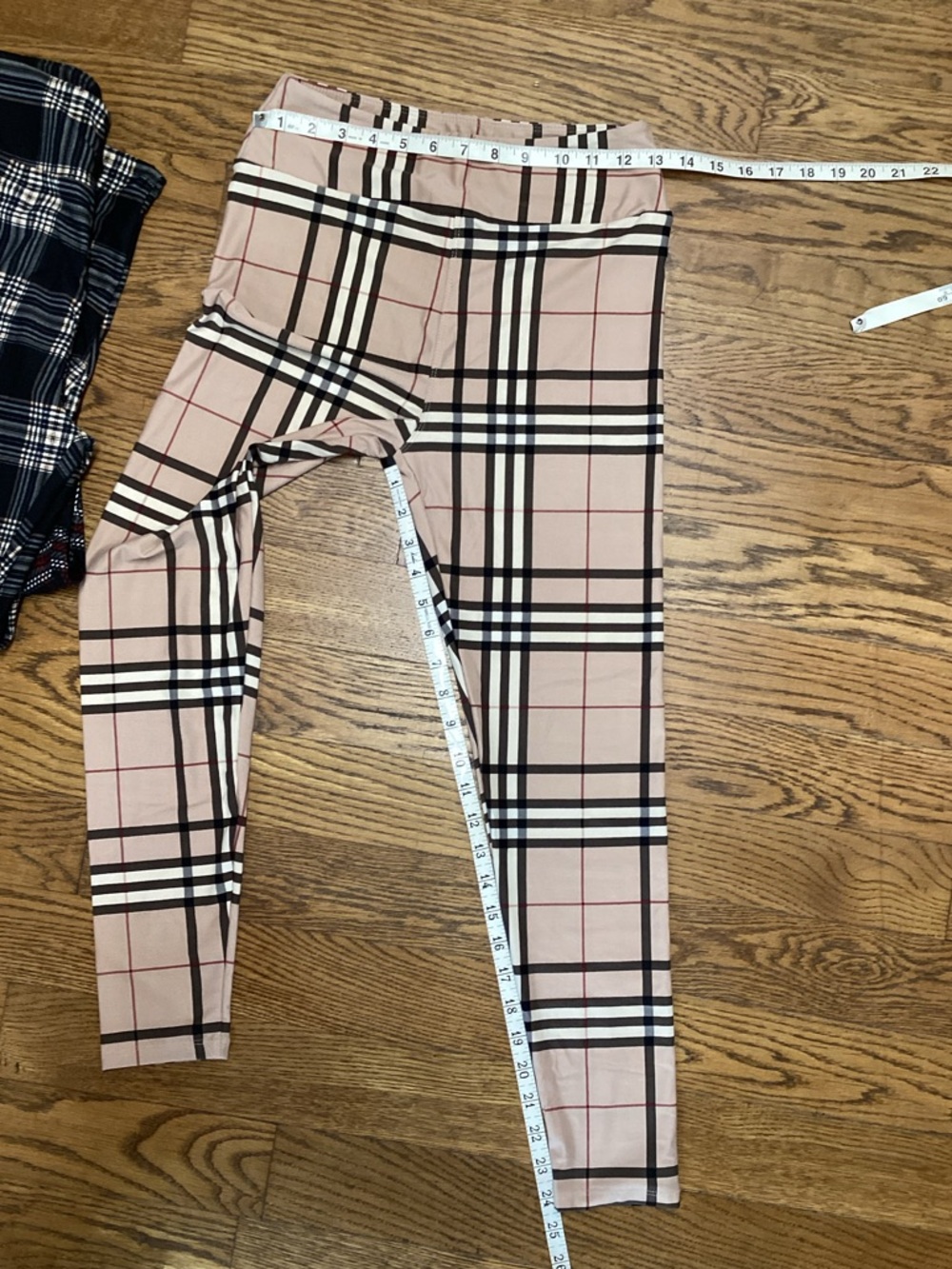 LulaRoe One size plaid legging bundle tans and black - Picture 4 of 5